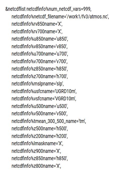 Tracker inputs: Namelist options (cont d) Leave this as 999 Full pathname of the input NetCDF file Names of the NetCDF variables
