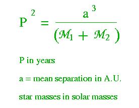 Determining stellar masses in binaries measure orbital period P measure separation a (need to know distance) à get sum of masses