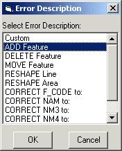 Missing features can be added to the error table by using the Flag Missing Feature button.