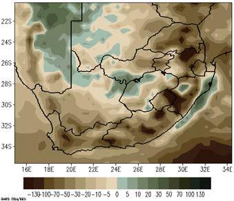 rainfall change (mm from