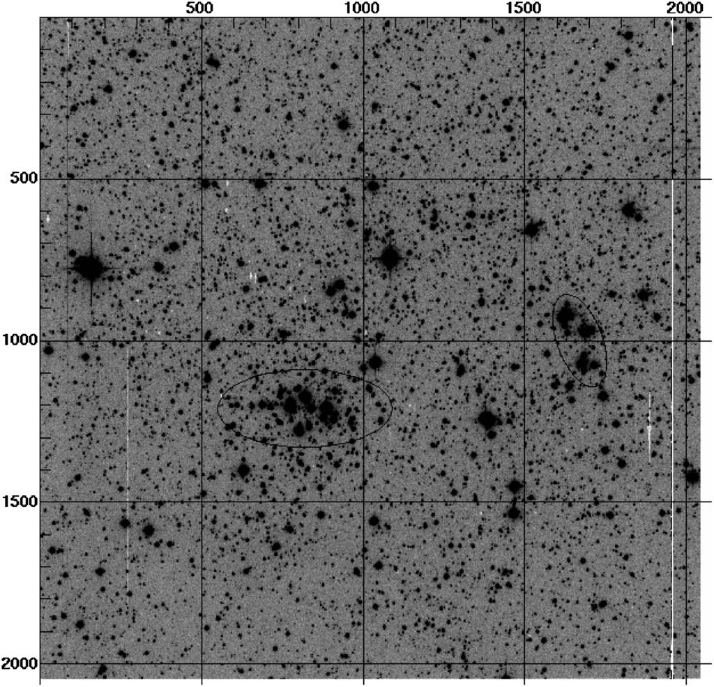 NEW OPEN CLUSTER BINARY CANDIDATE HOGG 12 FIG. 1. 200 s V image obtained in the fields of NGC 3590 and Hogg 12. Coordinates are given in pixels. North is up and east is to the left.