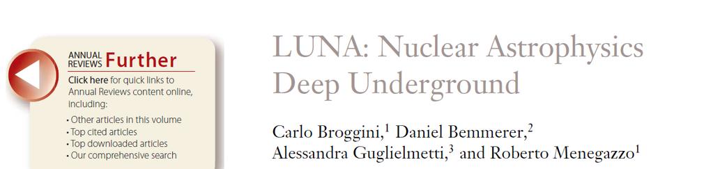 The Luna Collaboration INFN, Laboratori Nazionali del Gran Sasso INFN, Section of Genoa INFN, Section of Milan INFN, Section of Naples INFN, Section of Padua INFN, Section of Roma 1