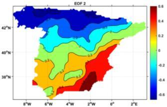 Autumn The first mode of variability (which explains 54.91% of the total variance) groups the center and south, until approximately 1ºW by its right, including part of Aragon.