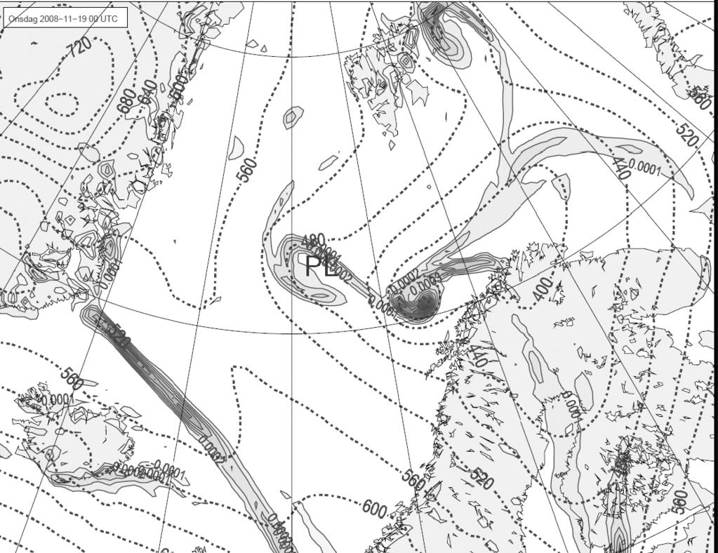 A Polar Low Named Vera 1795 Figure 5. Relative vorticity (contour interval 1.