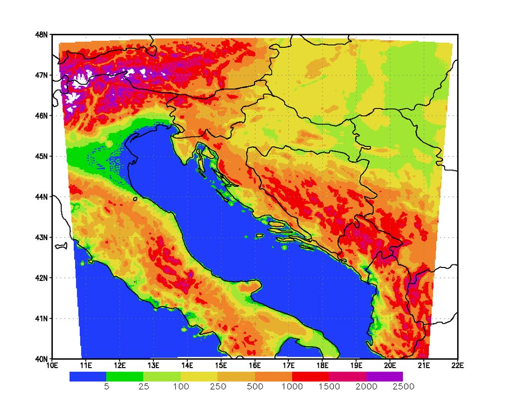 grid points hourly 2 km dynamical adaptation up to 72 hrs @ 15 levels for 10 m wind forecast, model version AL29T2-mxl 24 hrs