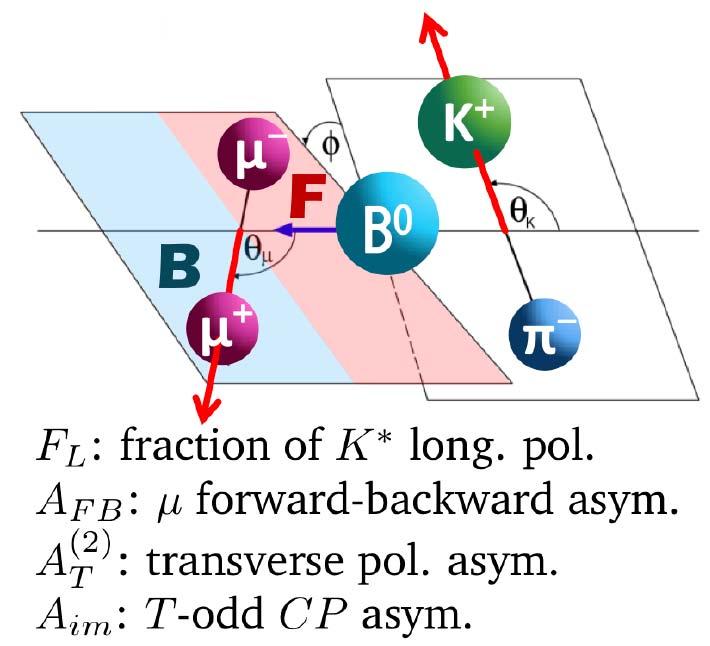 Angular distributions in B d µ + µ K * A FB : µ forward-backward asymmetry Definition: Idea: Measure A FB