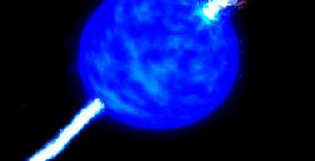 with accretion disk formed inside the star - Some material ejected in Jets along the rotation axis (Due to