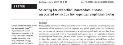 Conclusion: Batrachochytrium is likely cause of enigmatic declines in this region 1.
