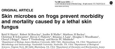Our results show that cutaneous microbes are a part of amphibians innate immune system, the microbial community structure on frog skins is a determinant of disease outcome and altering microbial