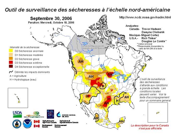 North American Drought Monitor (NADM) NADM is an operational product issued monthly that provides a general summary of current drought conditions across North America; first issued publicly in 2003.