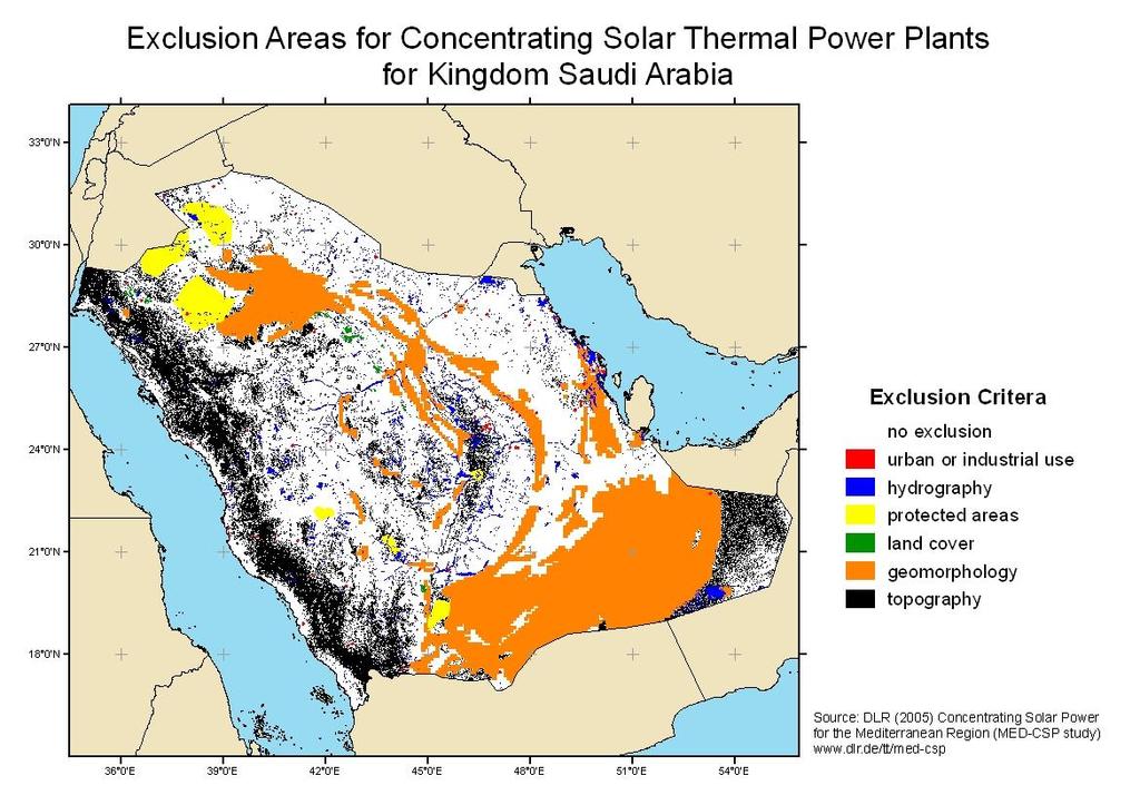 Application example: potential assessment, spatial analysis Saudi Solar