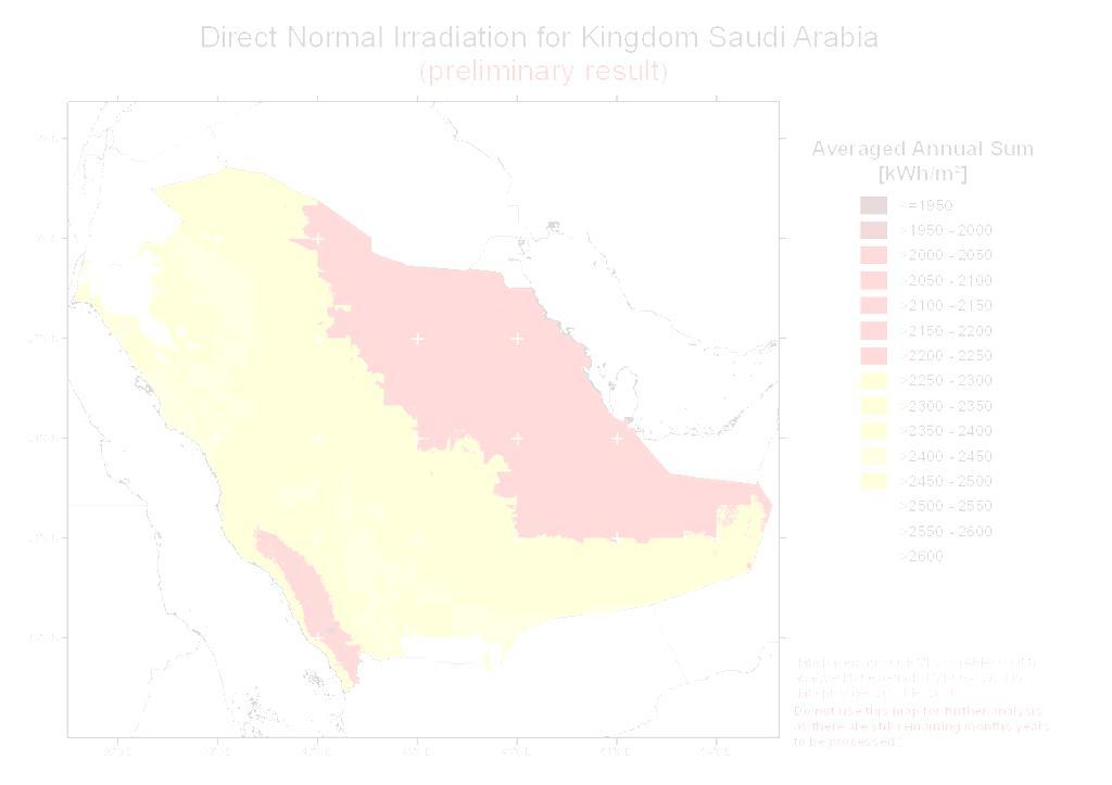 Conclusion Digital Atlas for Direct Normal Irradiation (work in progress): averaged monthly and annual sum [kwh/m²] 1 pixel = ~1km² 10 years (1996-2005) Based on this solar atlas following issues can
