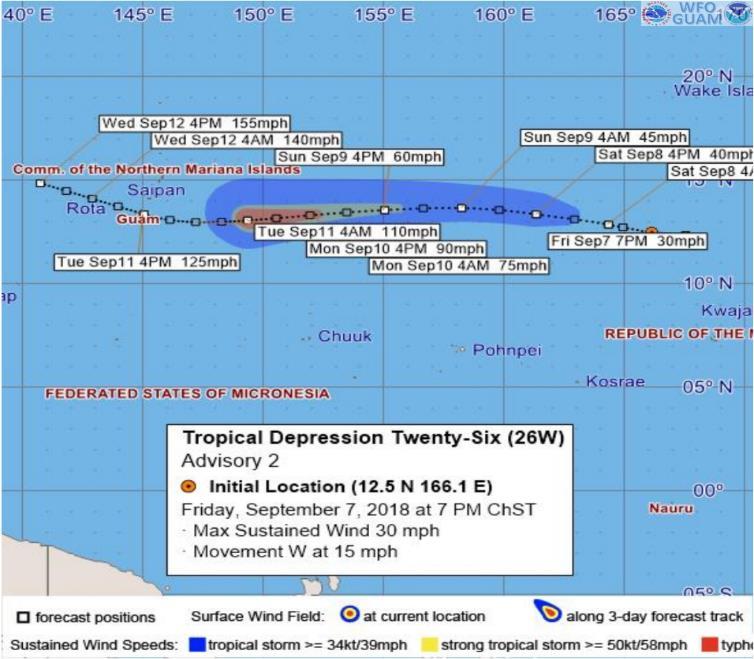 Tropical Outlook Western Pacific Tropical Depression 26W (Advisory #2 as of 5:00 a.m.