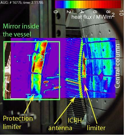 IR view into the vessel and the limiter positions IR camera
