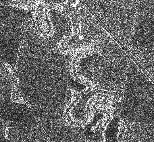 RADARSAT imagery of Red Lake River at confluence with Red River