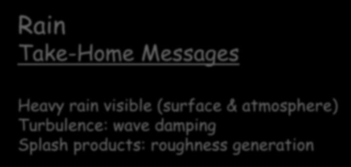 Rain Take-Home Messages Heavy rain visible (surface & atmosphere) Turbulence: wave damping