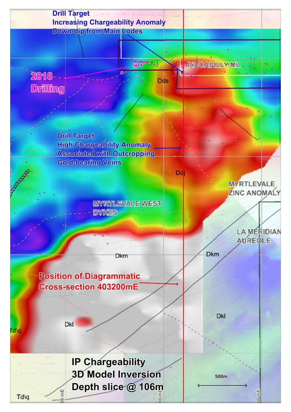 Fig 1 Piccadilly Project showing location of 2018 drilling in