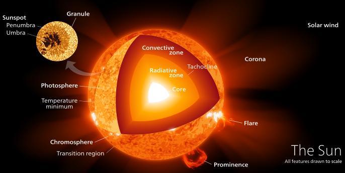 The Sun chromosphere - The lower level of the solar atmosphere between the photosphere and the corona. convection Fluid circulation driven by temperature gradients in the presence of gravity.