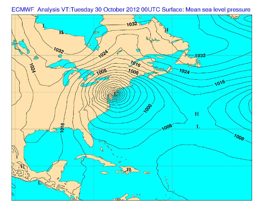 Example: Hurricane Sandy Operational ECMWF forecast