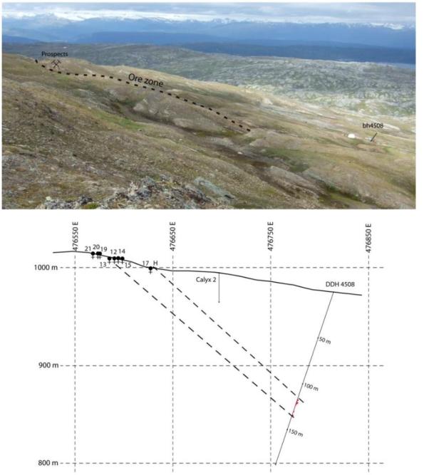 Hellerfjellet The outcrops of the Hellerfjellet deposit consist of a number of small, very rich sulfide lenses (> 10 % Cu+Zn+Pb, > 100 g/t Ag) surrounded by weak sulfide disseminations The only