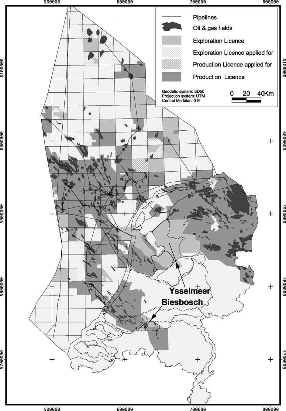 70 J. BREUNESE ET AL. Fig. 1. Licenses and gas fields in the Netherlands. system of offshore rounds existed. The peak in 1993 marks the eighth round of applications for exploration licences.
