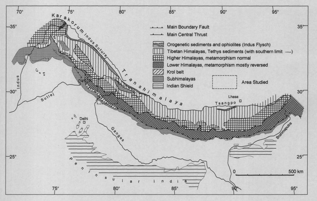 The lithospheric thickness of the Kumaun-Garhwal Himalaya Boll. Geof. Teor. Appl., 50, 227-233 Fig. 1 - Map of regional geology of the Himalayas after Gansser (1964).