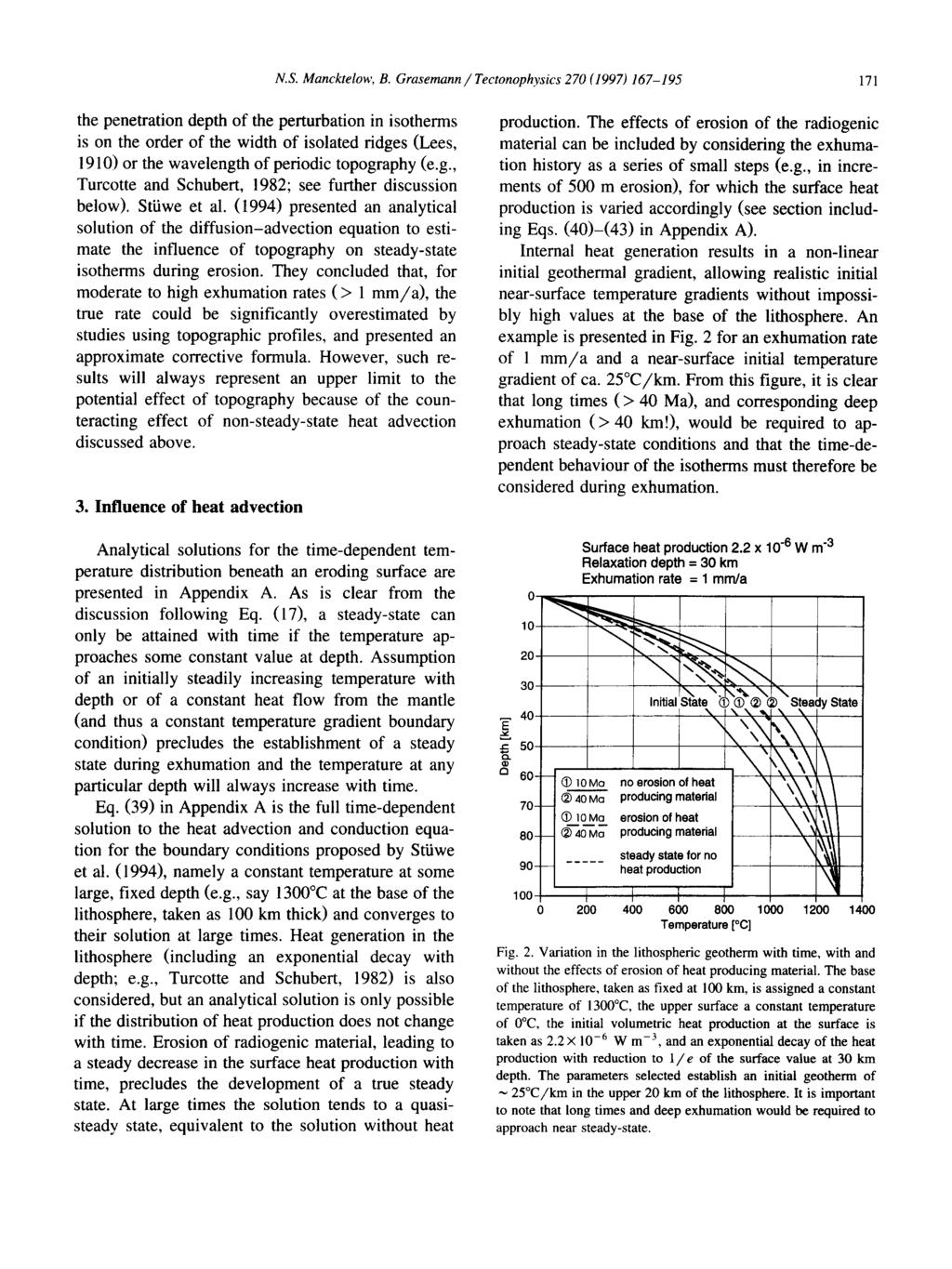 Thermal evolution in response to erosion g to- 40-50- a 60- Surface heat production 2.