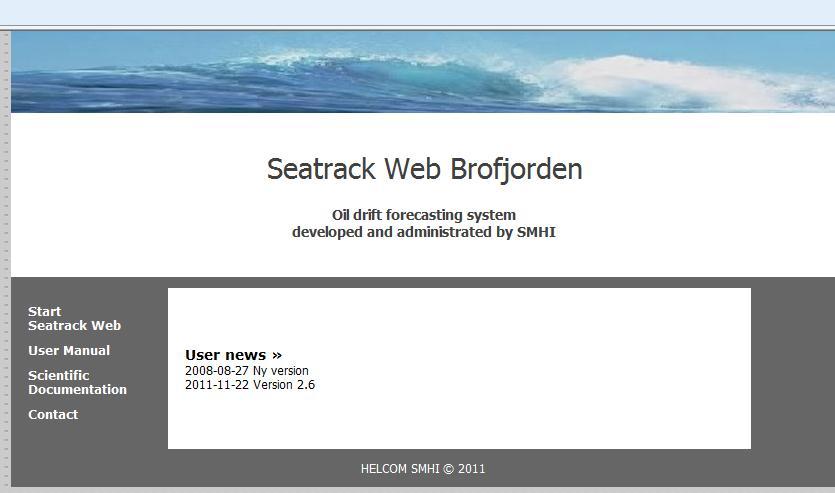 3. Start and Stop Seatrack Web Brofjorden 3.1 Start Enter the Internet address, which is https://stw-brofjorden.smhi.se/ in your Web browser. The manual is found by clicking User manual.