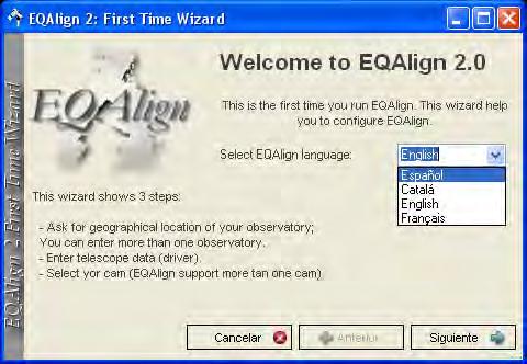 1. Setting configuration parameters You will access to First Time Wizard (FTW), the main configuration parameters dialog, when you run EQAlign for the first time.