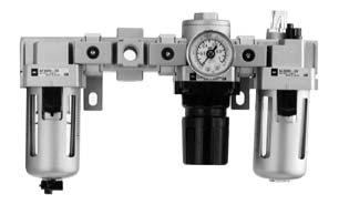 Attachments Cross Interface M5, /8, /, / 8, / 2 Make it possible to diverge piping in all directions. Note) IN/OUT port is not machined for thread piping.