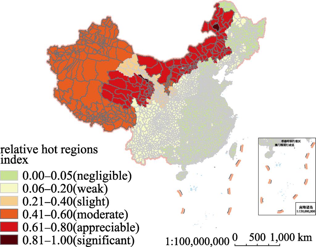 HU Yunfeng, et al.: Extraction and Dynamic Spatial-Temporal Changes in Grassland Deterioration Research Hot Regions in China 355 Fig.