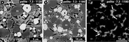 reaction exhausts a phase, and garnet if s clinopyroxene are quenchable (jd) coesite kyanite rutile