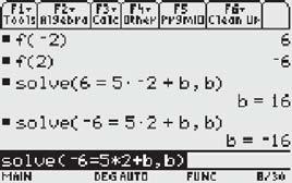 Enter the function f () 7 and press ENTER. Determine the derivative of the function, and the value(s) of when the derivative is 5.