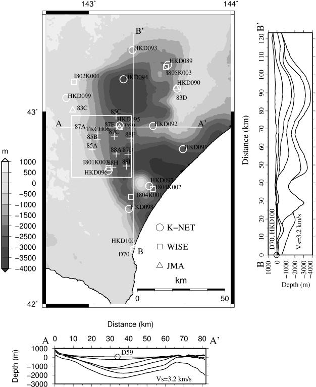 (26), and Zhao et al. (26). The black and grey lines (many) with circles show the observed and predicted values. Fig. 5 Index map showing the Tokachi basin and adjoining areas.