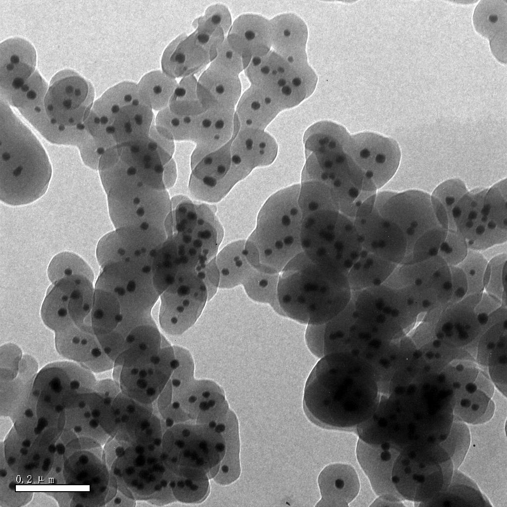 Fig. S2 TEM image of deformed Au/POMA core/shell nanostructures derived from Au/POMA core/shell