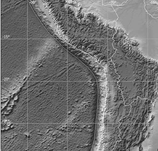 Figure 14. (a) The expected location of the rupture zone in northern Chile (marked by the white dashed line).