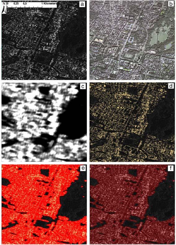 Mapping urban growth For the 2010 TerraSar-X classification the speckle divergence (c) is used to identify areas with high vertical
