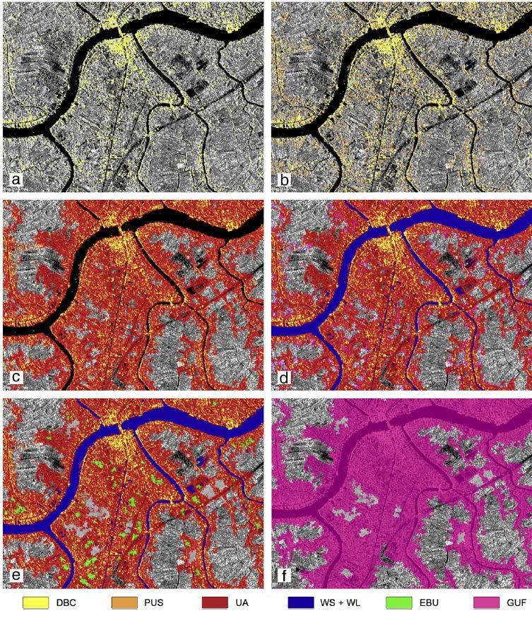 Mapping urban growth Object-based delineation of settlement footprints from TerraSAR-X data starting with the identification of (a) distinct backscattering centres (DBC) and (b) (b) potential
