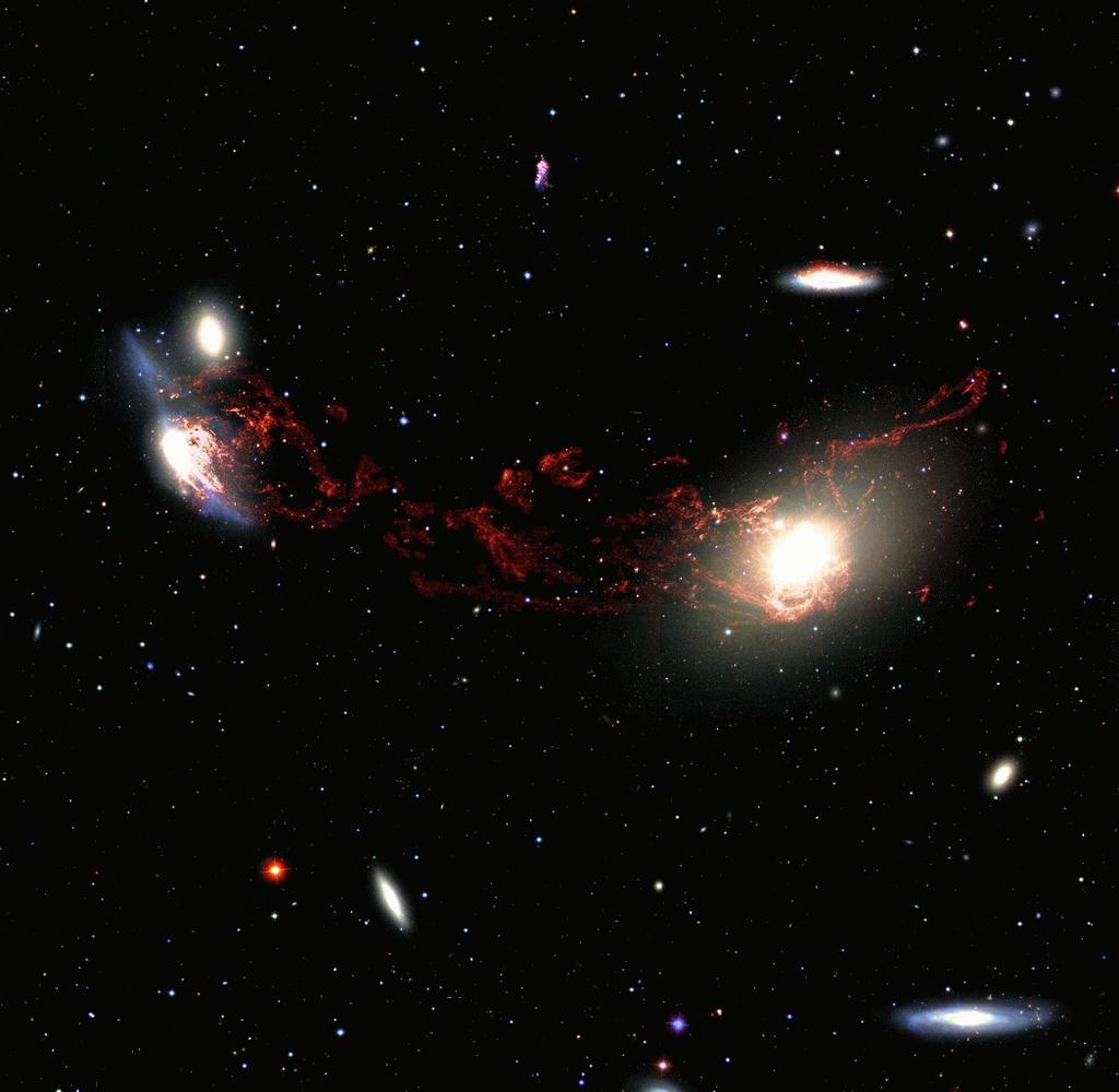Broadband image showing stars Narrowband image showing Hα gas Hα