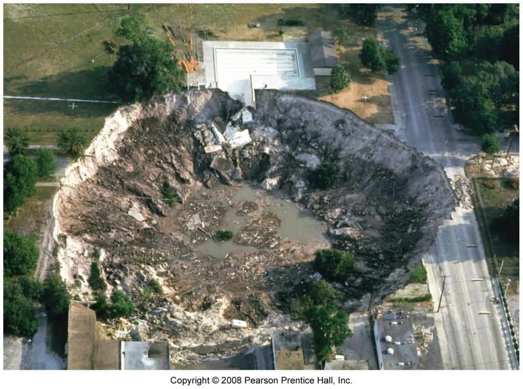 4. Rapid subsidence due to mine or cave collapses Winter Park,Florida