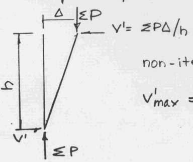 P- effects (D + Q) In any storey Non-iterative method ' ' V V max ' V V Q The deflected shape and factored P- effects are: 84 D Equivalent Shears, V