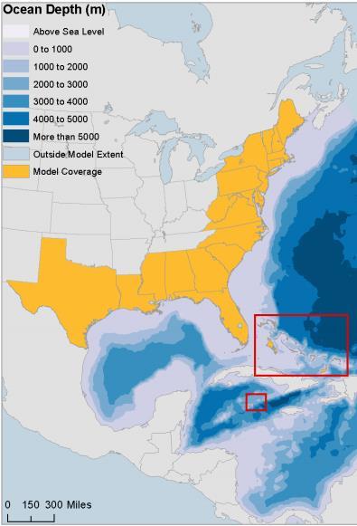 RMS US HURRICANE SURGE MODEL Model covers entire length of US East coast from Maine to Texas 5,800 km of coastline (Atlantic: 3,200 km, Gulf: 2,600 km) Subdivided into 18 sub-regional meshes