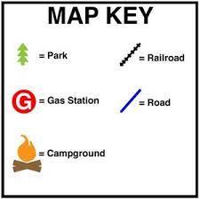 The objects on a map key are represented by symbols that stand for real things. Different maps have keys with different symbols.
