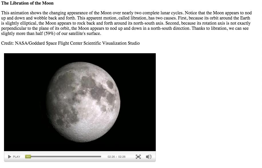 The Moon s Rotation and Libration Wobbles back and forth due to the elliptical shape of