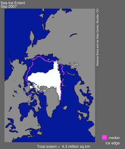 Synergy between different data types In 2007 Satellites showed that the sea ice