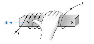 Direction of Magnetic Fields The direction of the magnetic flux lines can be found by placing the thumb of the right hand