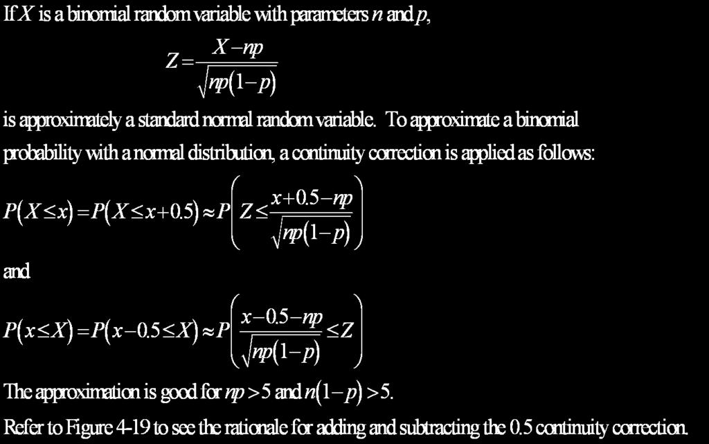 Normal Approximation to the Binomial Distribution Sec 4-7
