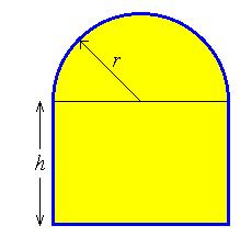 ENGI 3424 4.8 Additional Examples Page 4-37 4.8 Miscellaneous Additional Examples Example 4.8.1 A window has the shape of a rectangle surmounted by a semicircle.