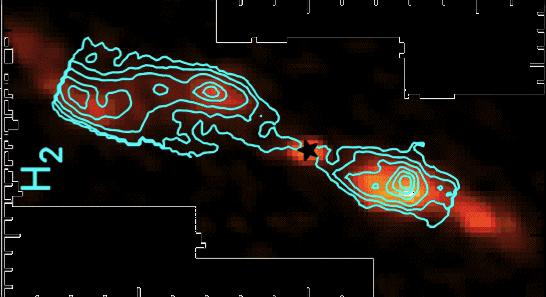 Spatial correlation with H 2 mid-ir emission PACS-H 2 O 179um + Spitzer H