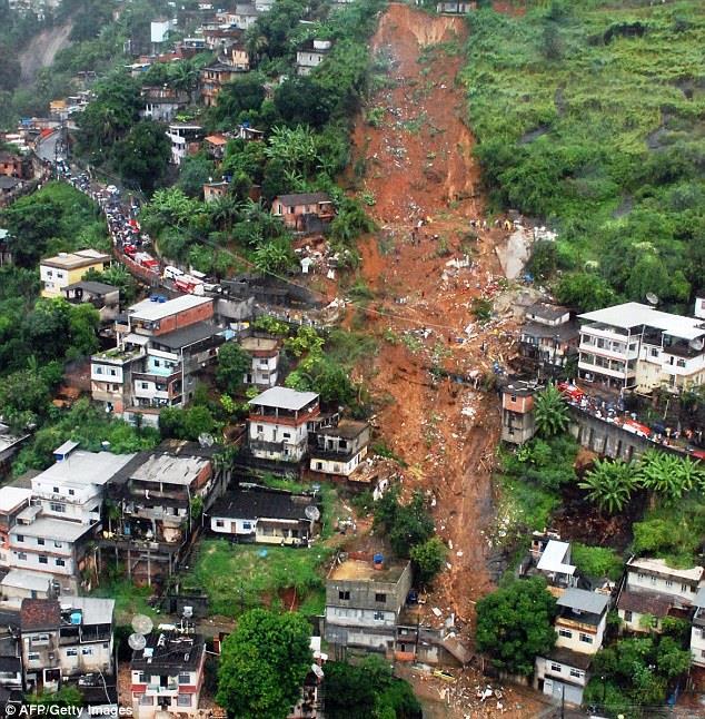 (USGS) This landslide in Brazil was caused by heavy rains.